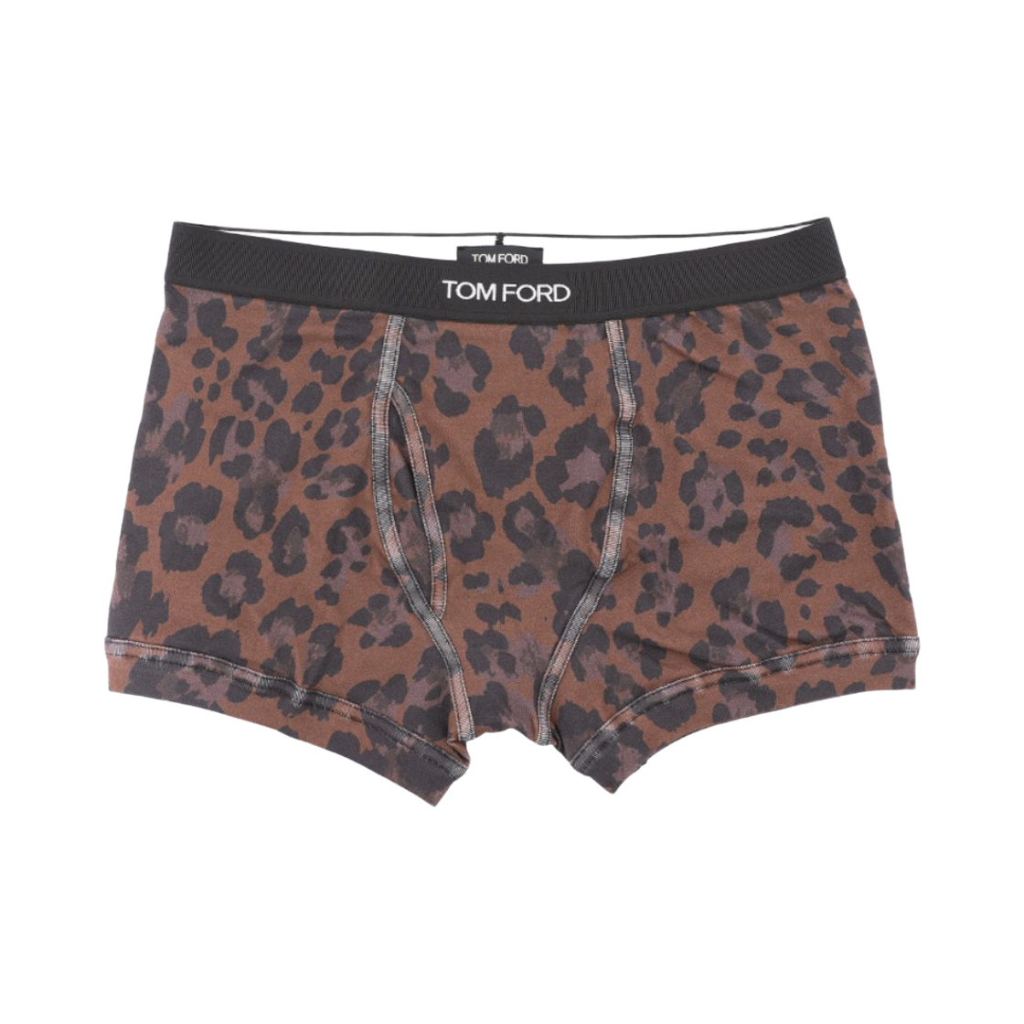 T4LC3-1110-208 Tom Ford Drawers Leopard Cotton Boxer Briefs Dark Brown
