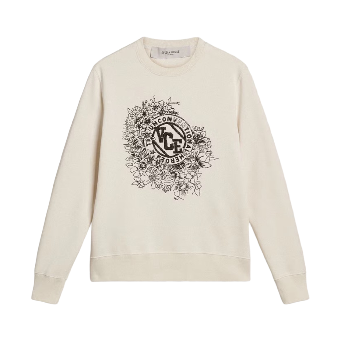 (W) 골든구스 자수 코튼 스웨트셔츠 화이트((W) Golden Goose Cotton Sweatshirt with Embroidery White)