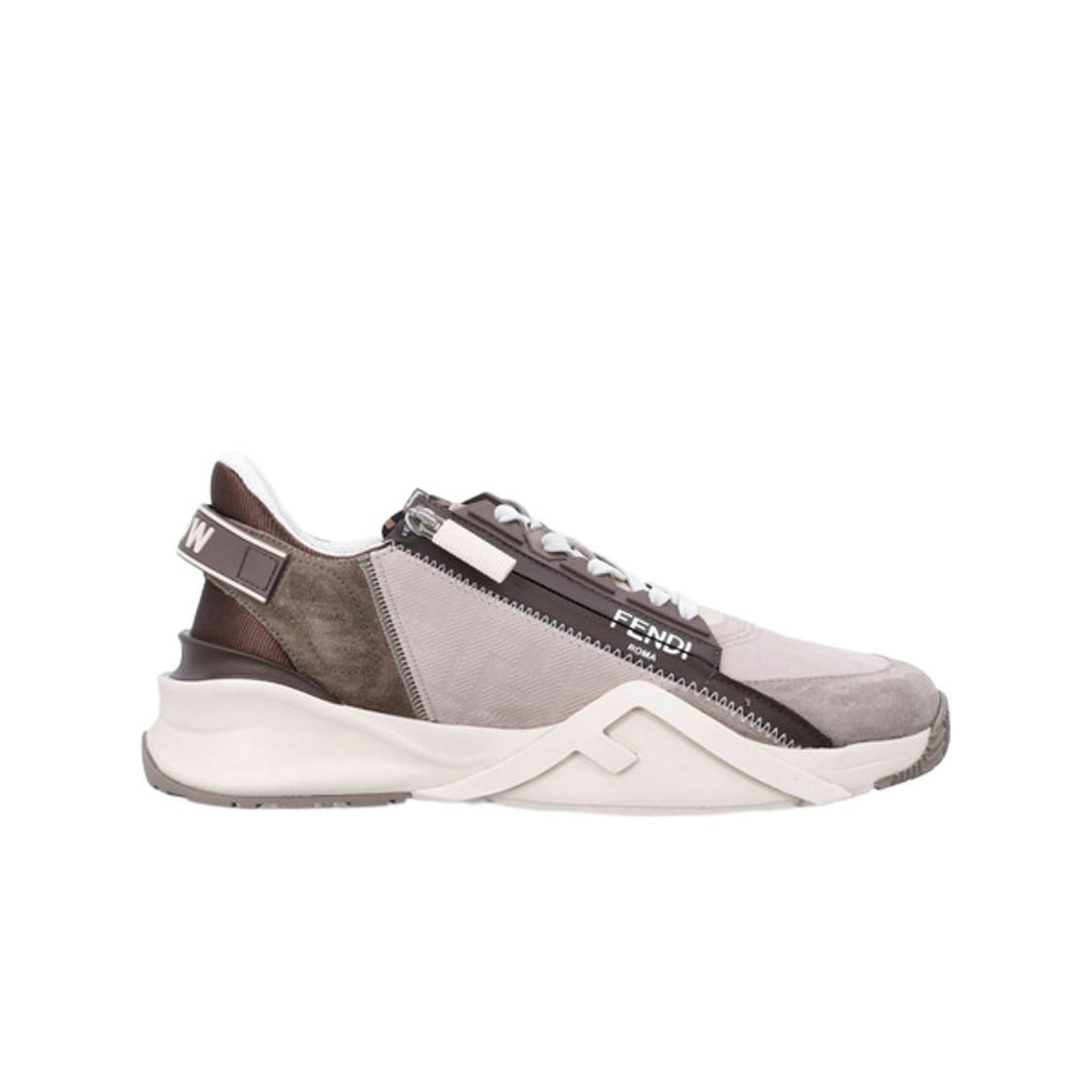 7E1766AU2OF1SVP Fendi Flow Leather Sneakers Beige