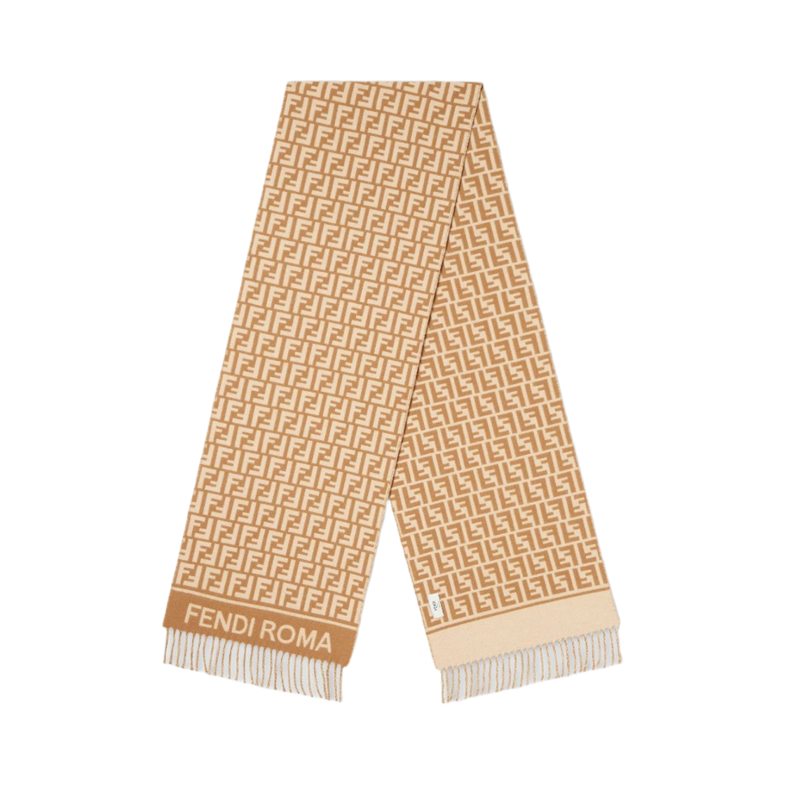 FXT113AQCWF0QB8 (W) Fendi FF Wool and Cashmere Muffler Camel