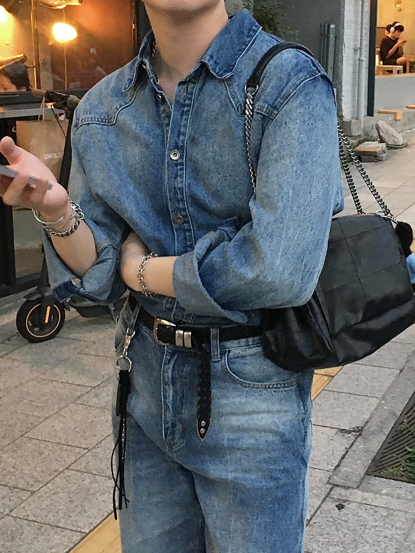 Zara Rock Style Flap Shoulder Bag Black, Tiffany & Co. Return To Tiffany Heart Tag Toggle Bracelet Silver 착용 스타일 - 2