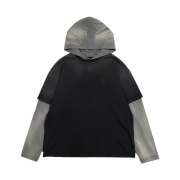 Undermycar Mu.131 Combi Brush Washed Layered Hoodie Black / Gray