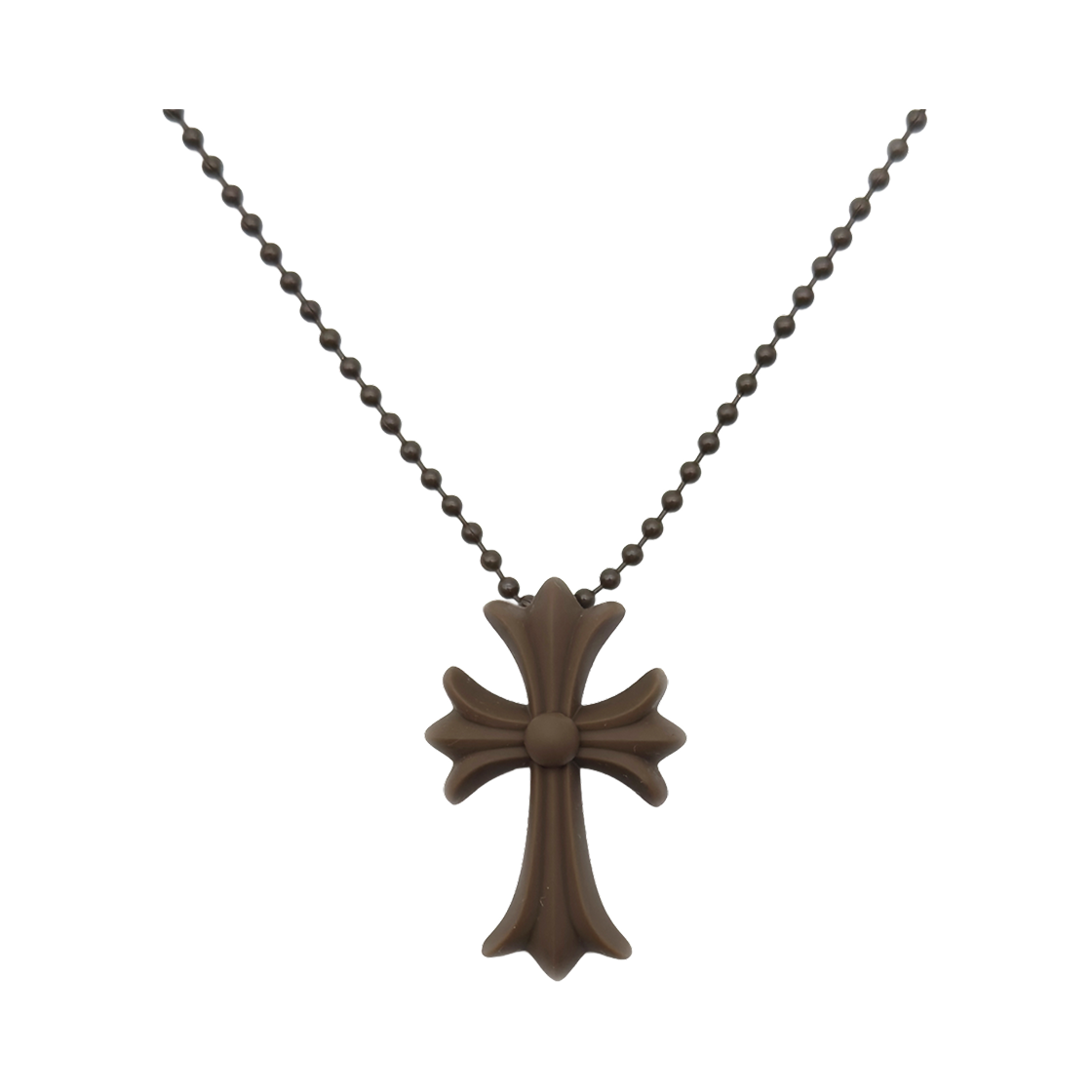 크롬하츠 실리크롬 CH 크로스 펜던트 브라운 2025(Chrome Hearts Silichrome CH Cross Pendant Brown 2025)