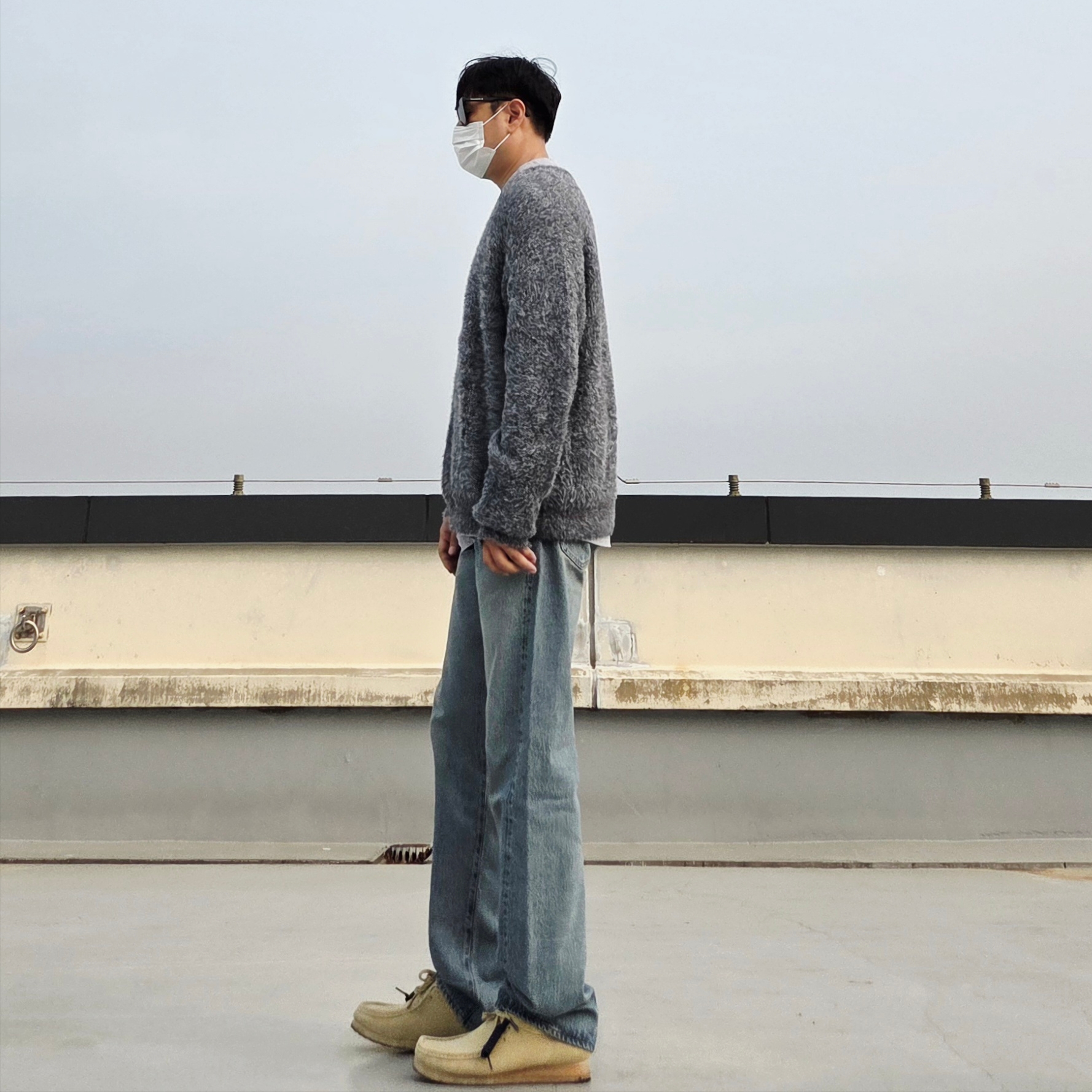 Levi's LVC 1955 Japan 501 Jean Blackjack Blue, Clarks Wallabee Maple Suede 착용 스타일 - 3
