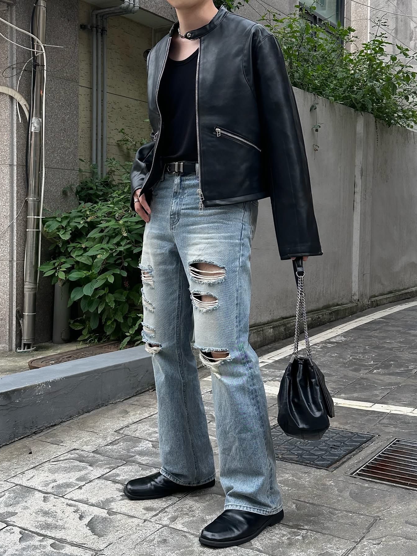 Zara Rock Style Flap Shoulder Bag Black, Ajobyajo PBA White Pearl Necklace Silver 착용 스타일 - 1