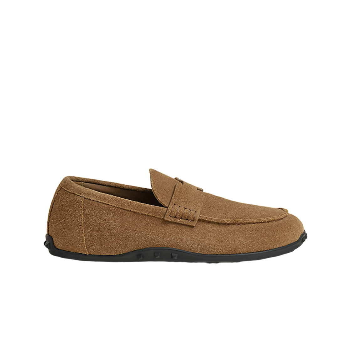 H252020ZE5 (W) Hermes Lazy Loafer Suede Calfskin & Brun Fume