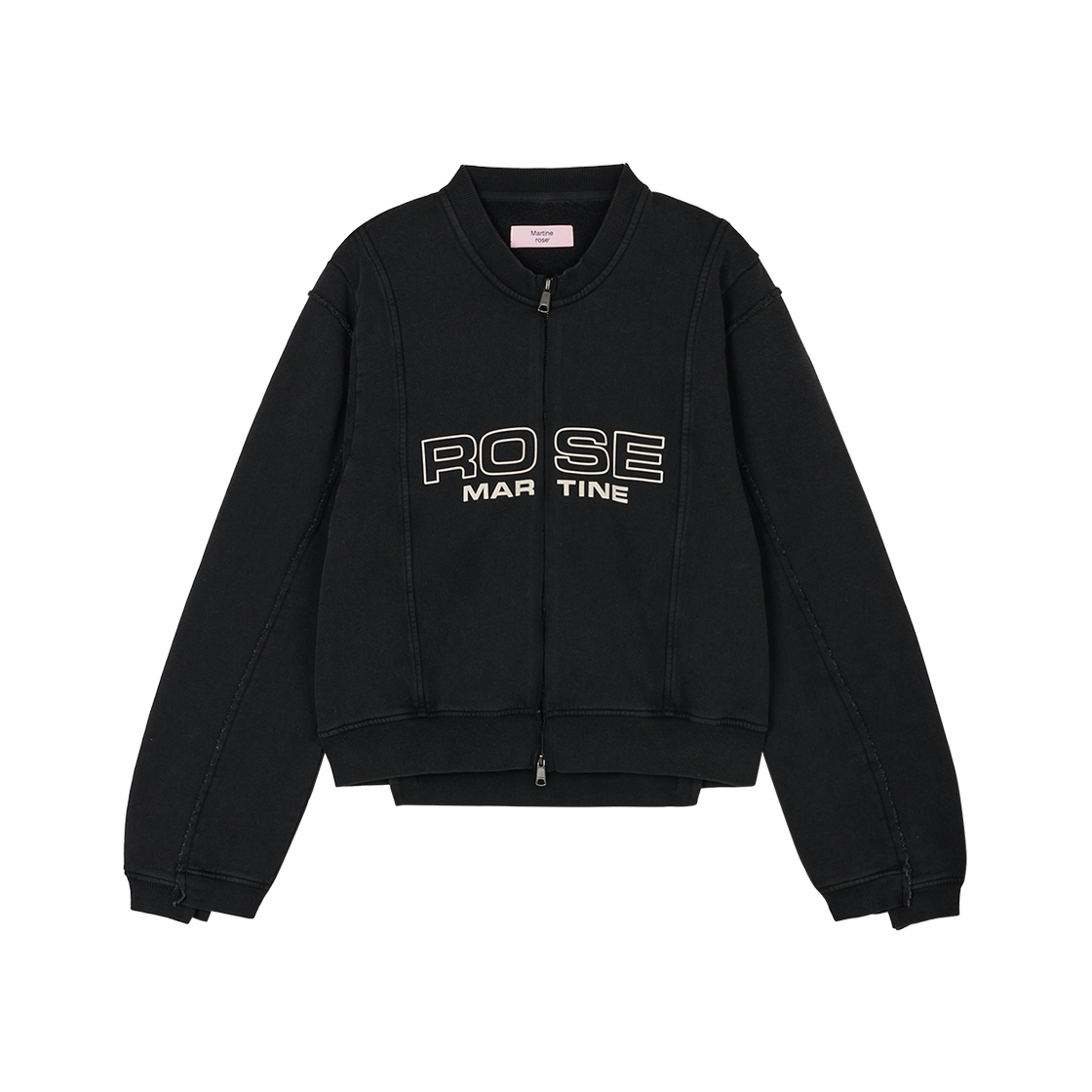 KM5DTSWMR02BK Martine Rose Shrunken Zip Up Crew Black Washed Black Rose - 25FW