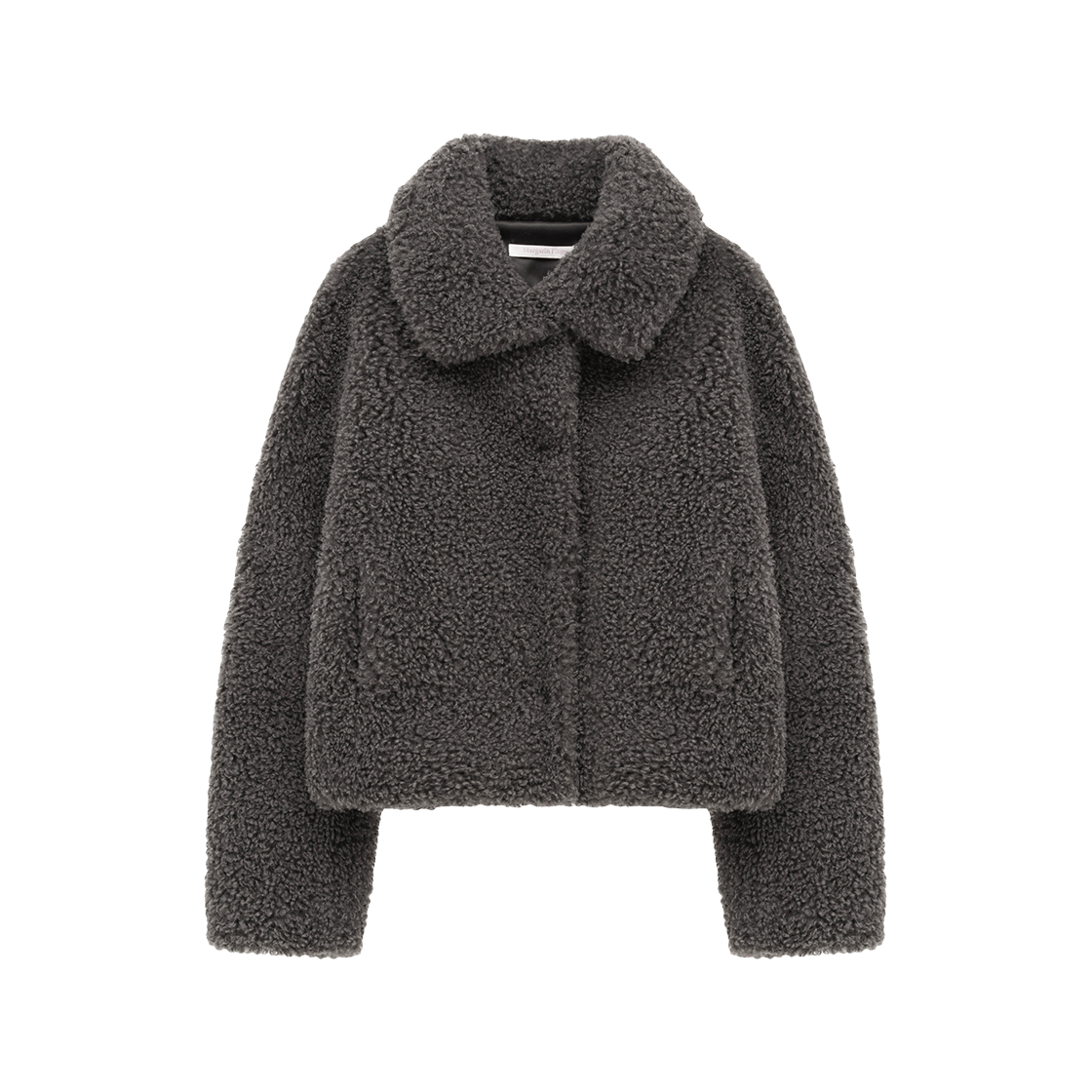 마가린핑거스 부클 히든 스냅 퍼 자켓 차콜(Margarin Fingers Boucle Hidden Snap Fur Jacket Charcoal)