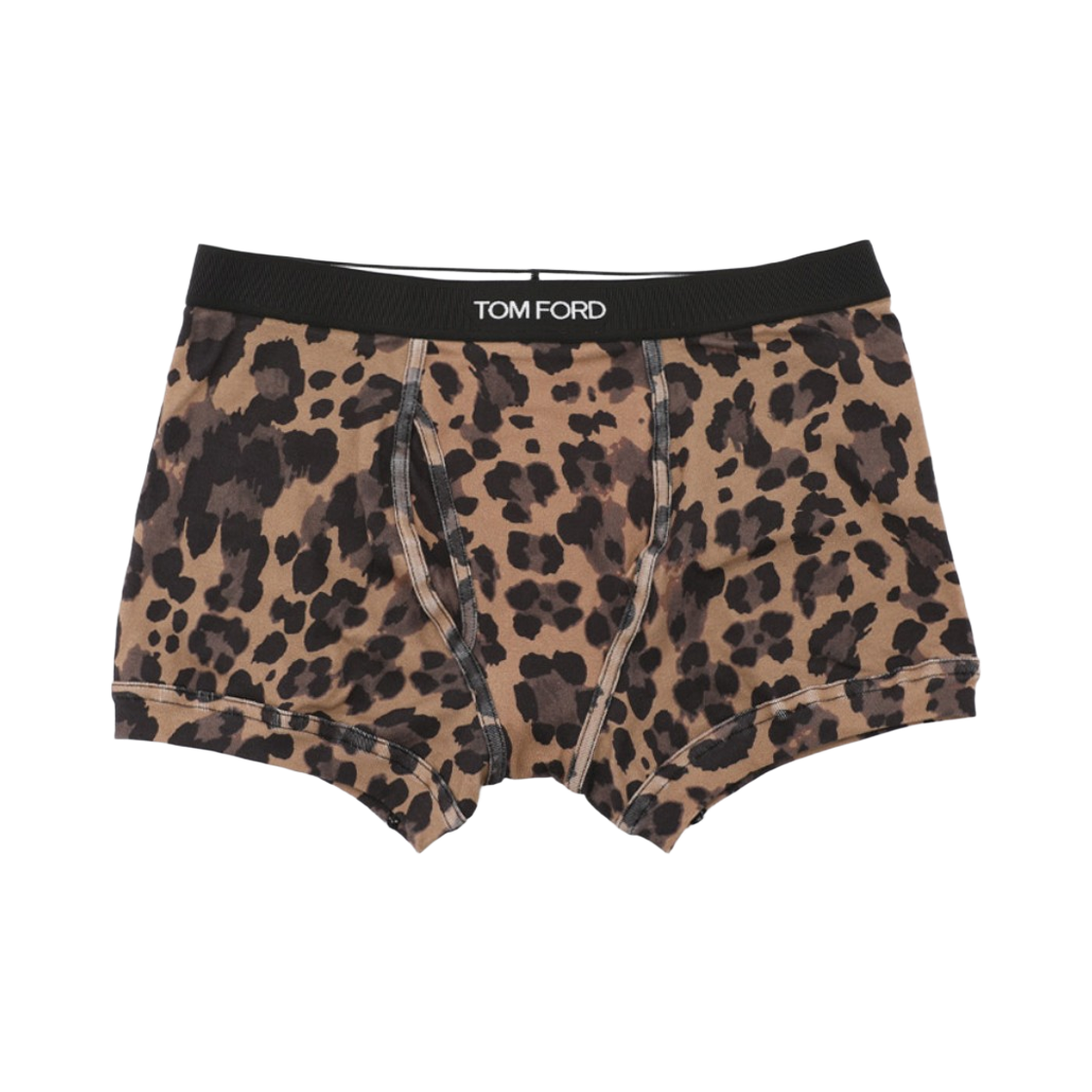 T4LC3-1110-258 Tom Ford Drawers Leopard Cotton Boxer Briefs Pale Brown