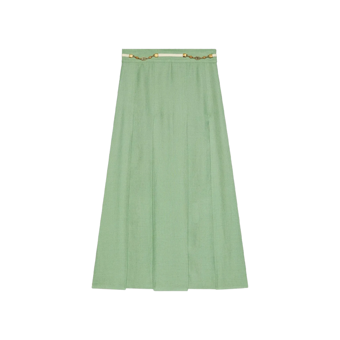IT7985PBI89S Gucci 652132 Z8AOD Green Viscose Linen Midi Skirt