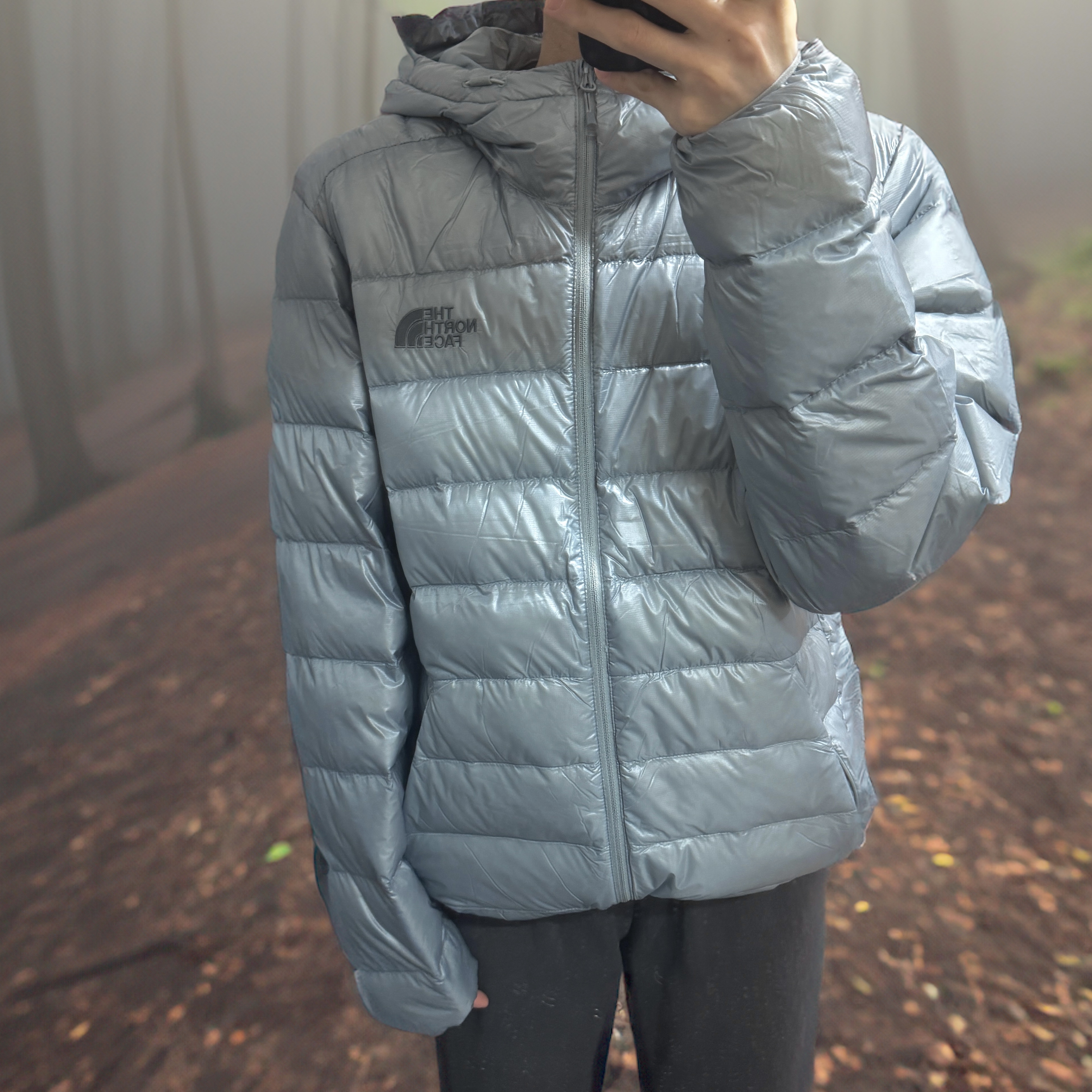 The North Face Matier Down Hoodie RDS Light Gray - 25FW 착용 스타일 - 1