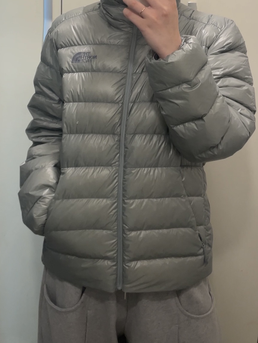 The North Face Matier EX RDS Down Hoodie Light Gray - 25FW 착용 스타일 - 1