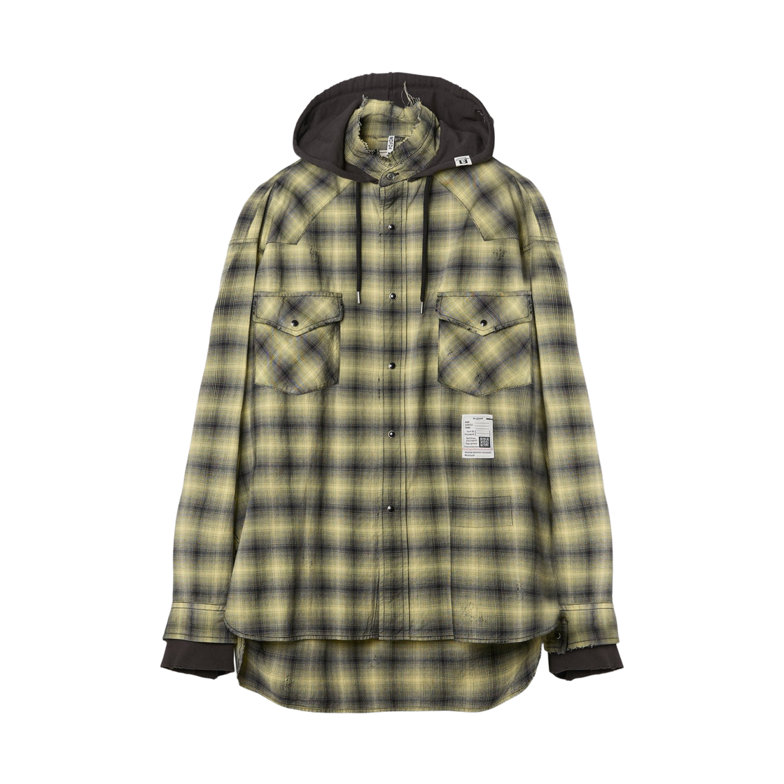 메종 미하라 야스히로 체크 후드 셔츠 옐로우(Maison Mihara Yasuhiro Check Hoodie Shirt Yellow)