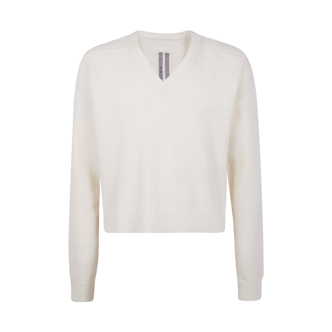 RU02E1650-KWP-11 Rick Owens Concordians Tommy V Neck Alpaca Knit White