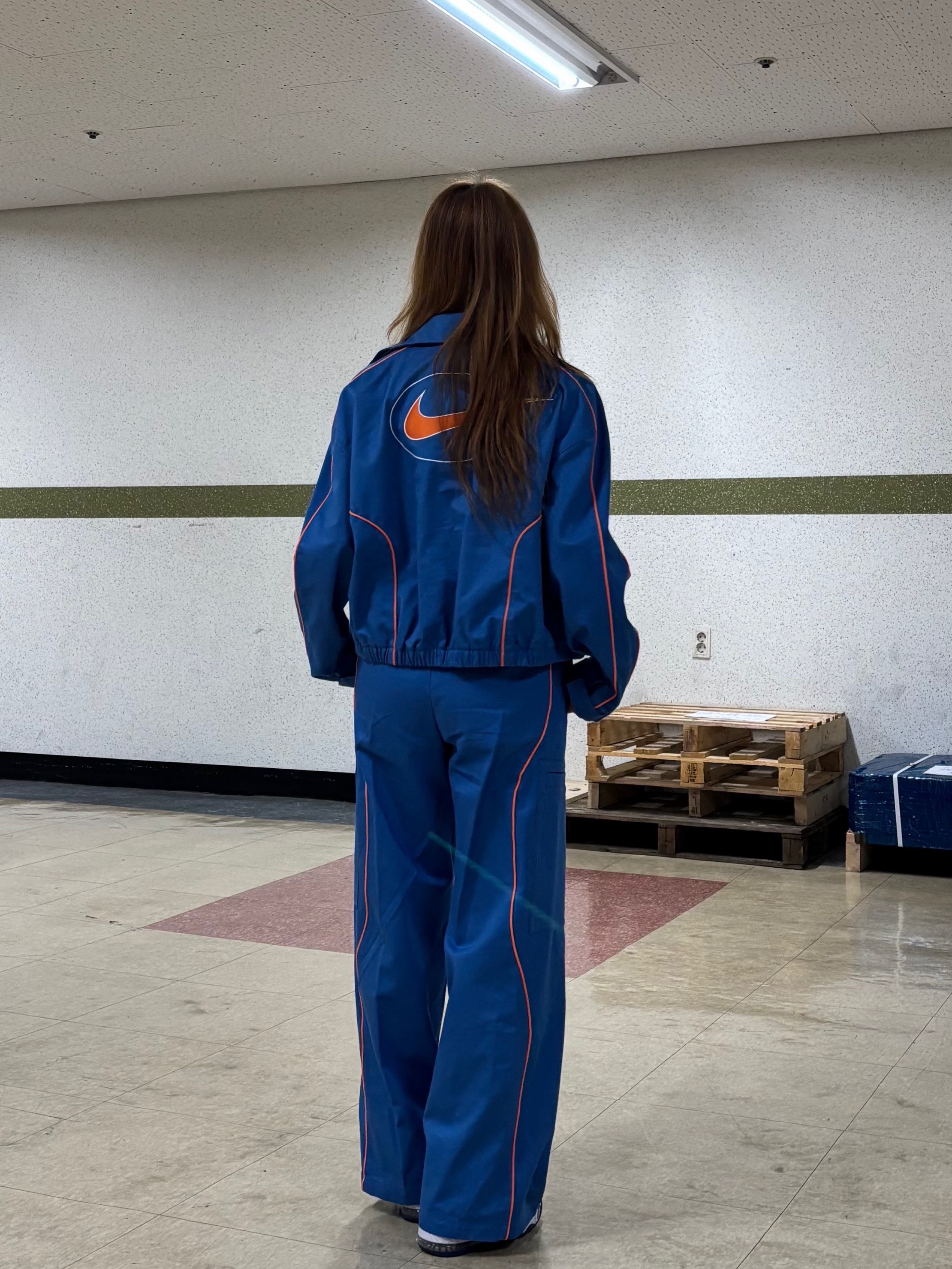Nike Air Penny II Atlantic Blue, (W) Nike NSW High Waisted Woven Pants Star Blue Bright Mandarin - Asia 착용 스타일 - 8