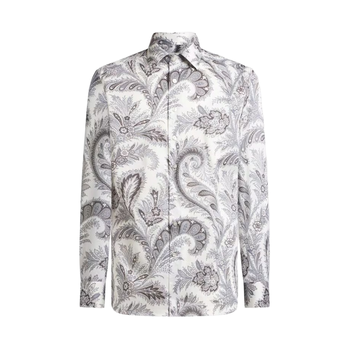 MRIB000199SA5L1X0803 Etro Floral Paisley Cotton Shirt Grey
