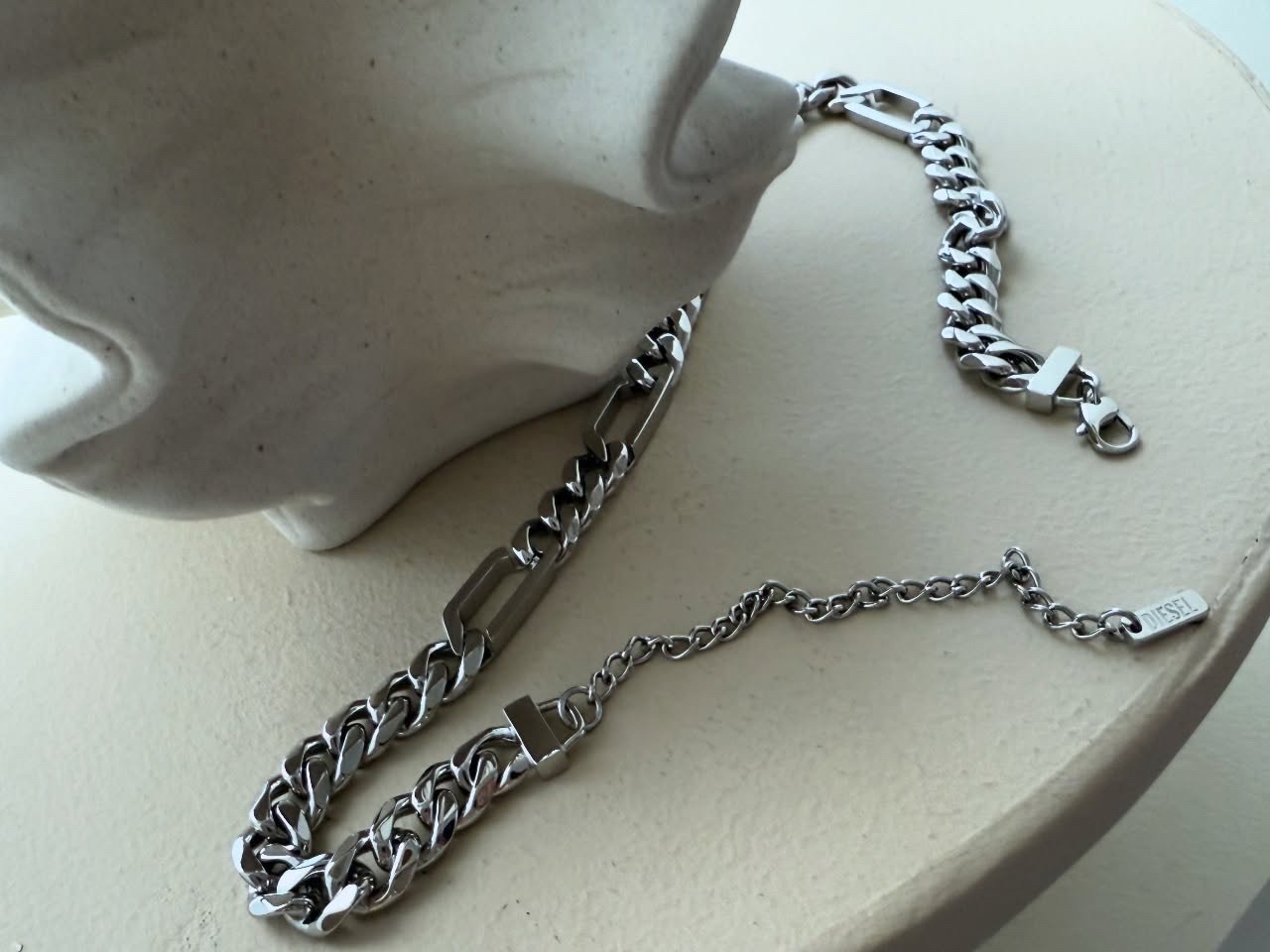 Diesel Dx1626040 Stainless Steel Chain Necklace Silver 착용 스타일
