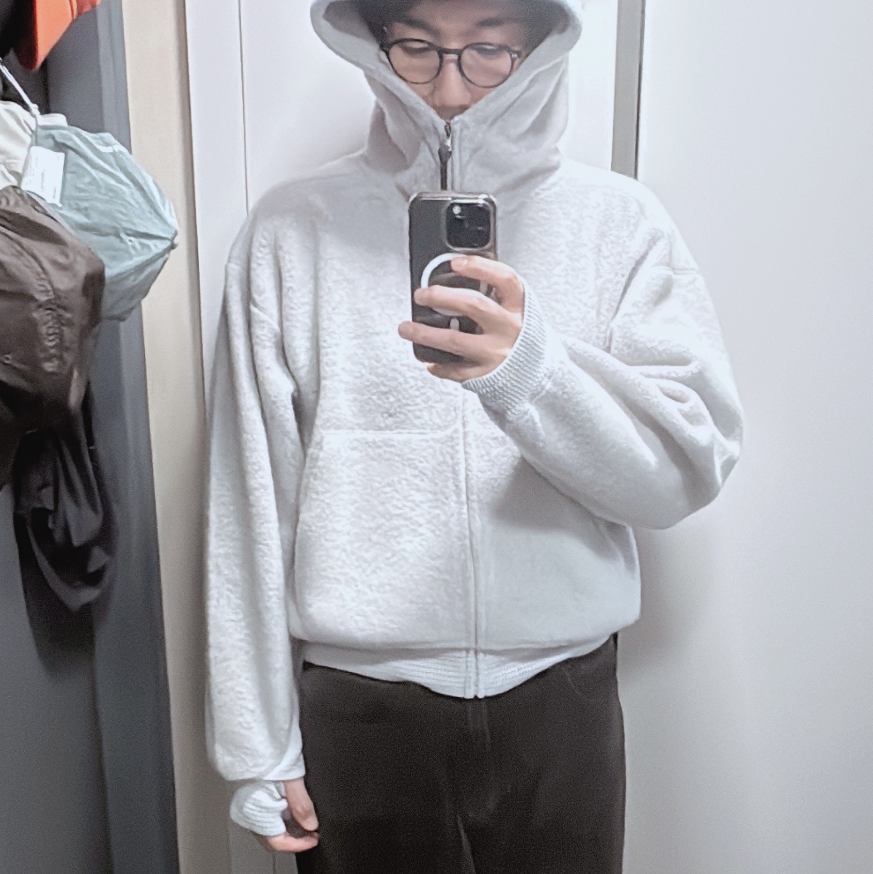 Goldwin 0 Wool Fleece Hoodie Ash Gray - 25FW 착용 스타일