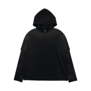 Undermycar Mu.131 Combi Brush Washed Layered Hoodie Black / Black