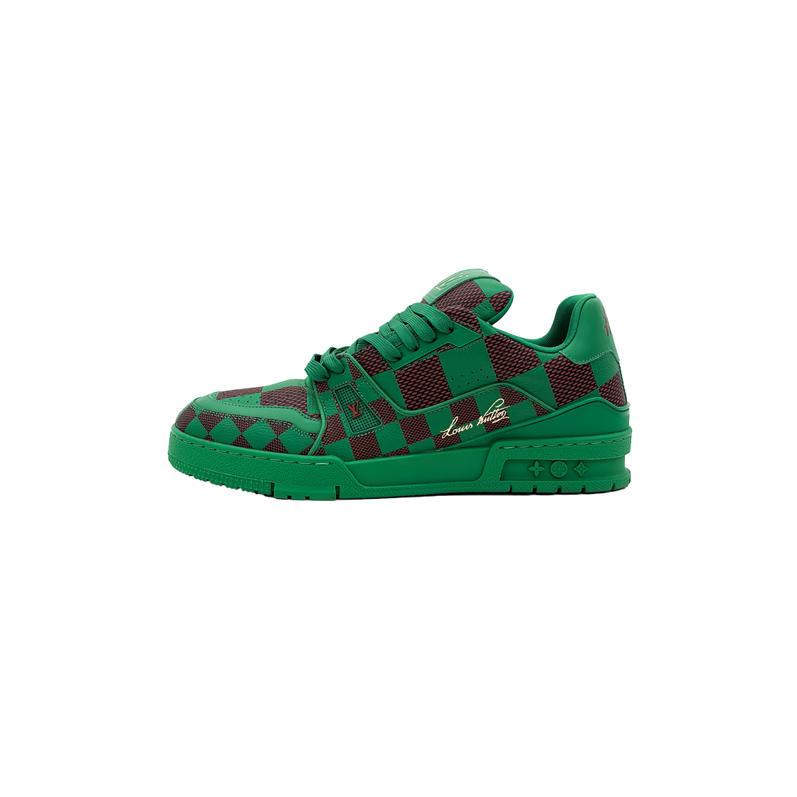 IT6UL6IB2FCC Louis Vuitton Men's LV Trainer Pharrell Damier Pop Sneakers Green