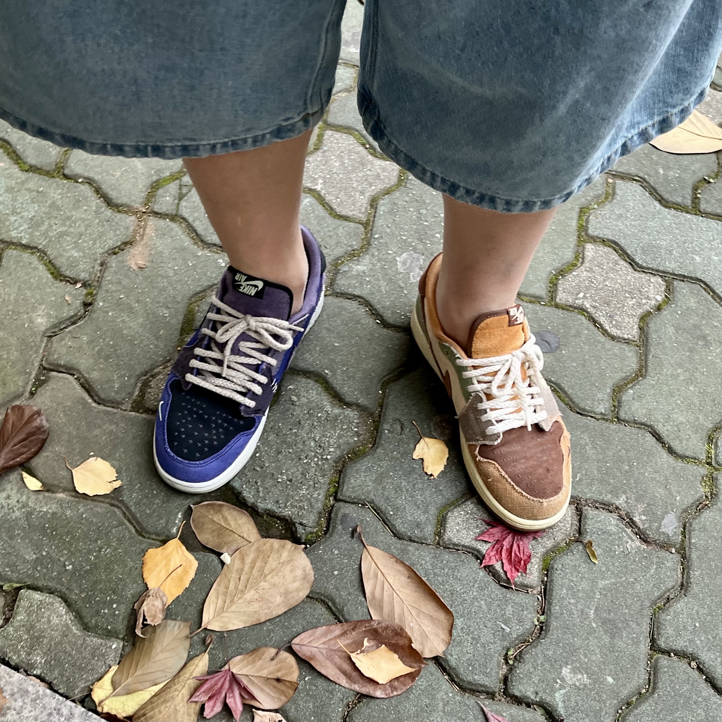 Jordan 1 x Zion Williamson Retro Low OG Regency Purple and Dark Raisin, Jordan 1 x Zion Williamson Retro Low OG Flax and Oil Green 착용 스타일 - 1