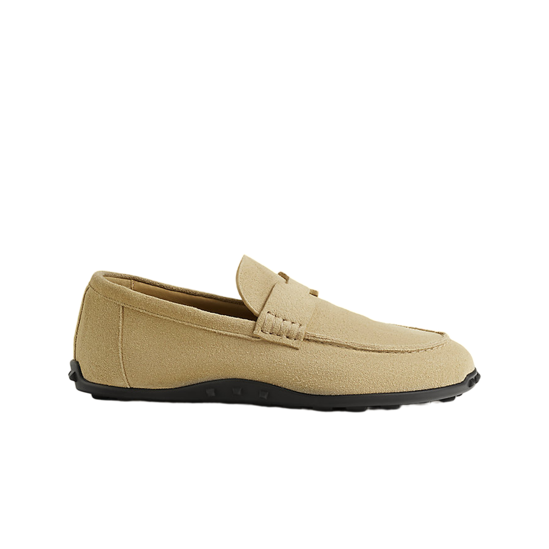 H252020ZVD (W) Hermes Lazy Loafer Suede Calfskin & Beige Albatre