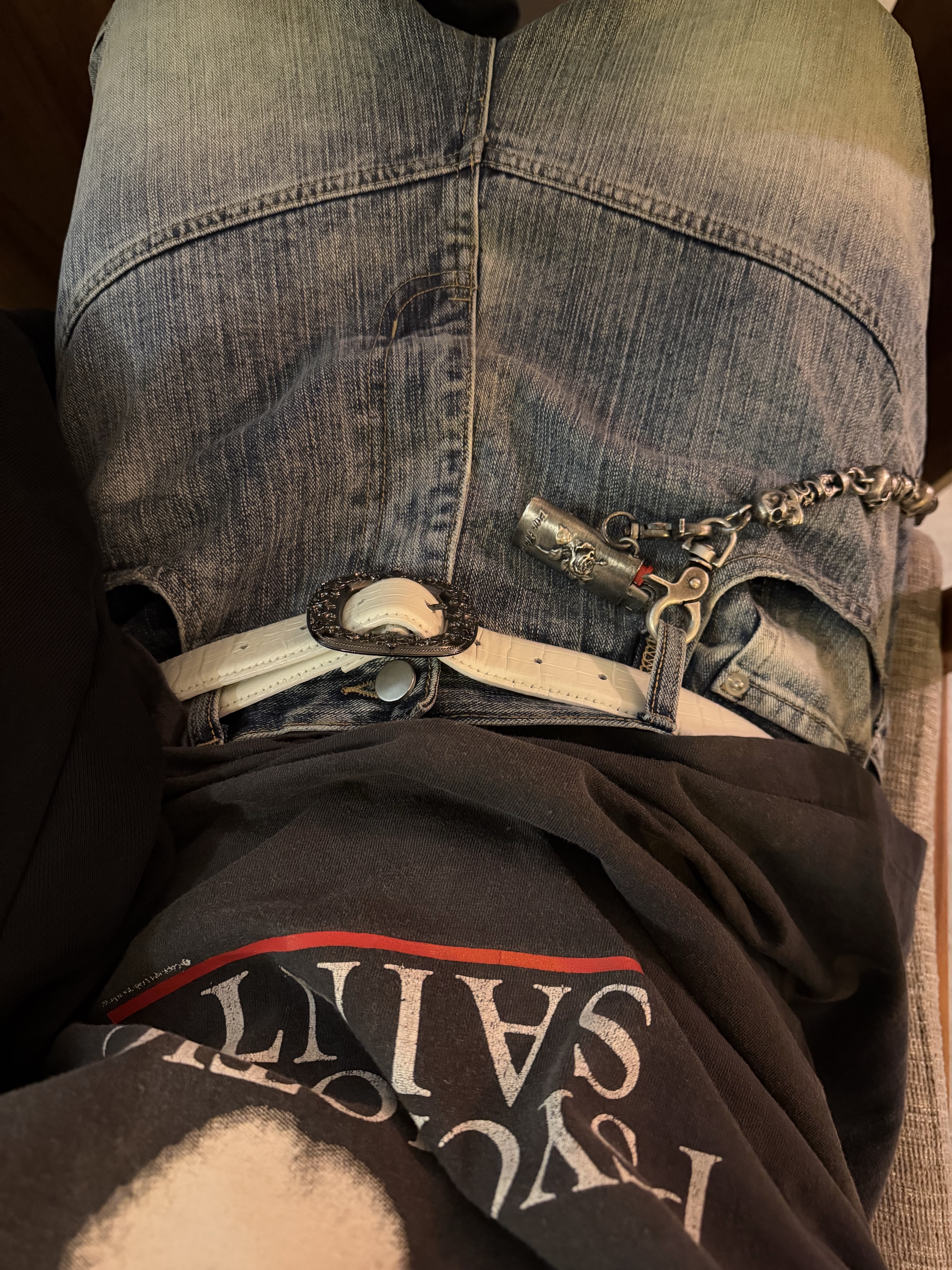 Awende Blue Wide Biker Jeans, Undermycar x ‘021’ Belt White - 25SS 착용 스타일 - 6