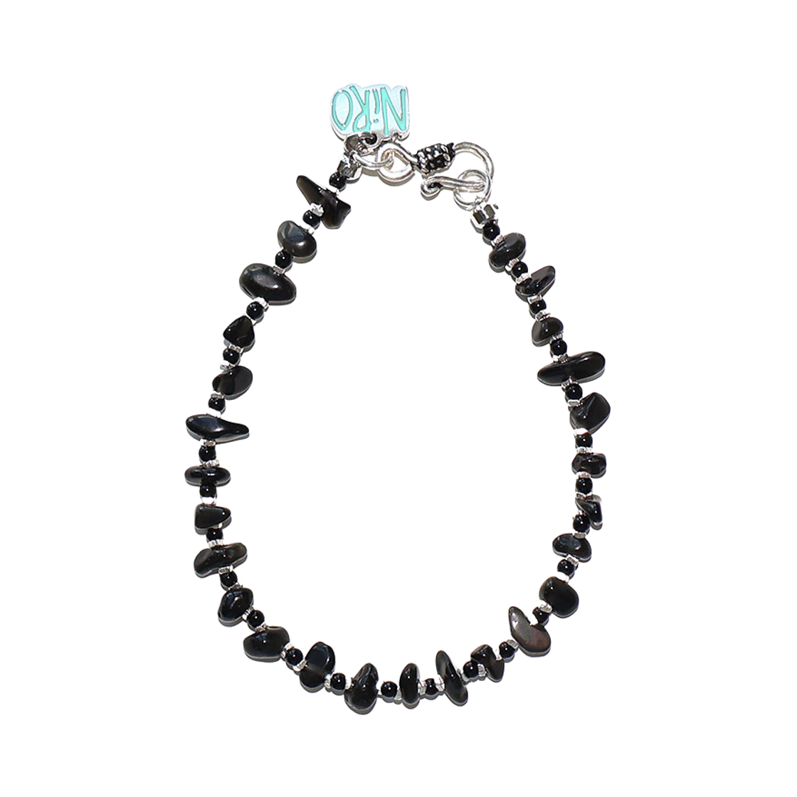 니로 세렌디피티 카렌 실버 옵시디안 오닉스 브레슬릿 #133(NiRO.SERENDiPiTY Caren Silver Obsidian Onyx Bracelet #133)