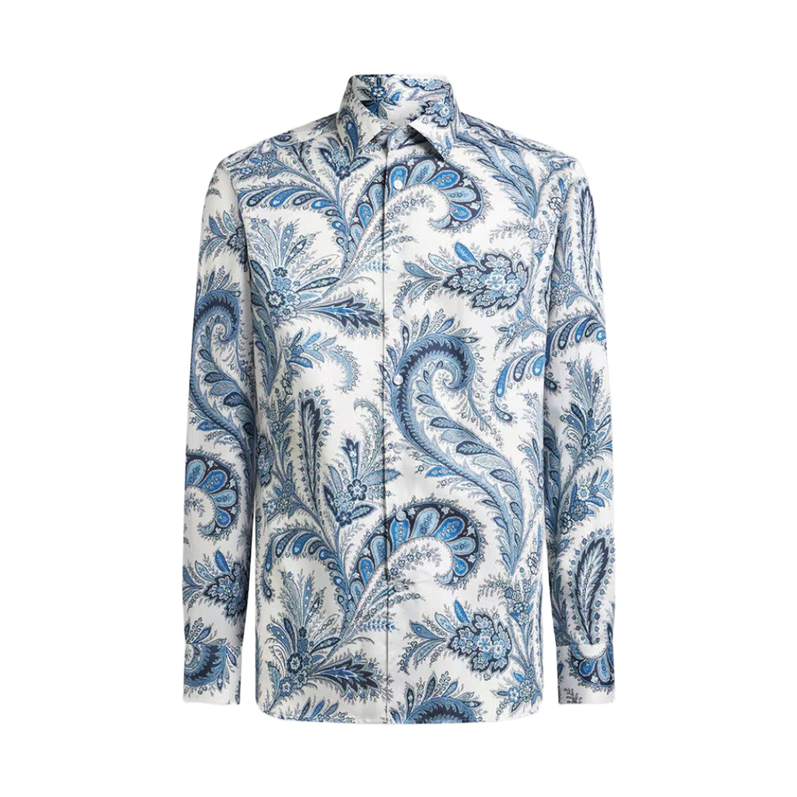 MRIB000199SA5L1X0802 Etro Floral Paisley Cotton Shirt Blue