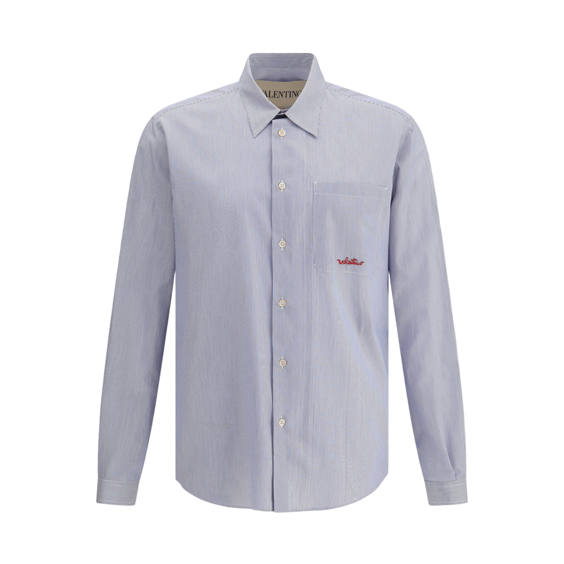 ABS77B2Q129 Valentino Striped Cotton Shirt Azure