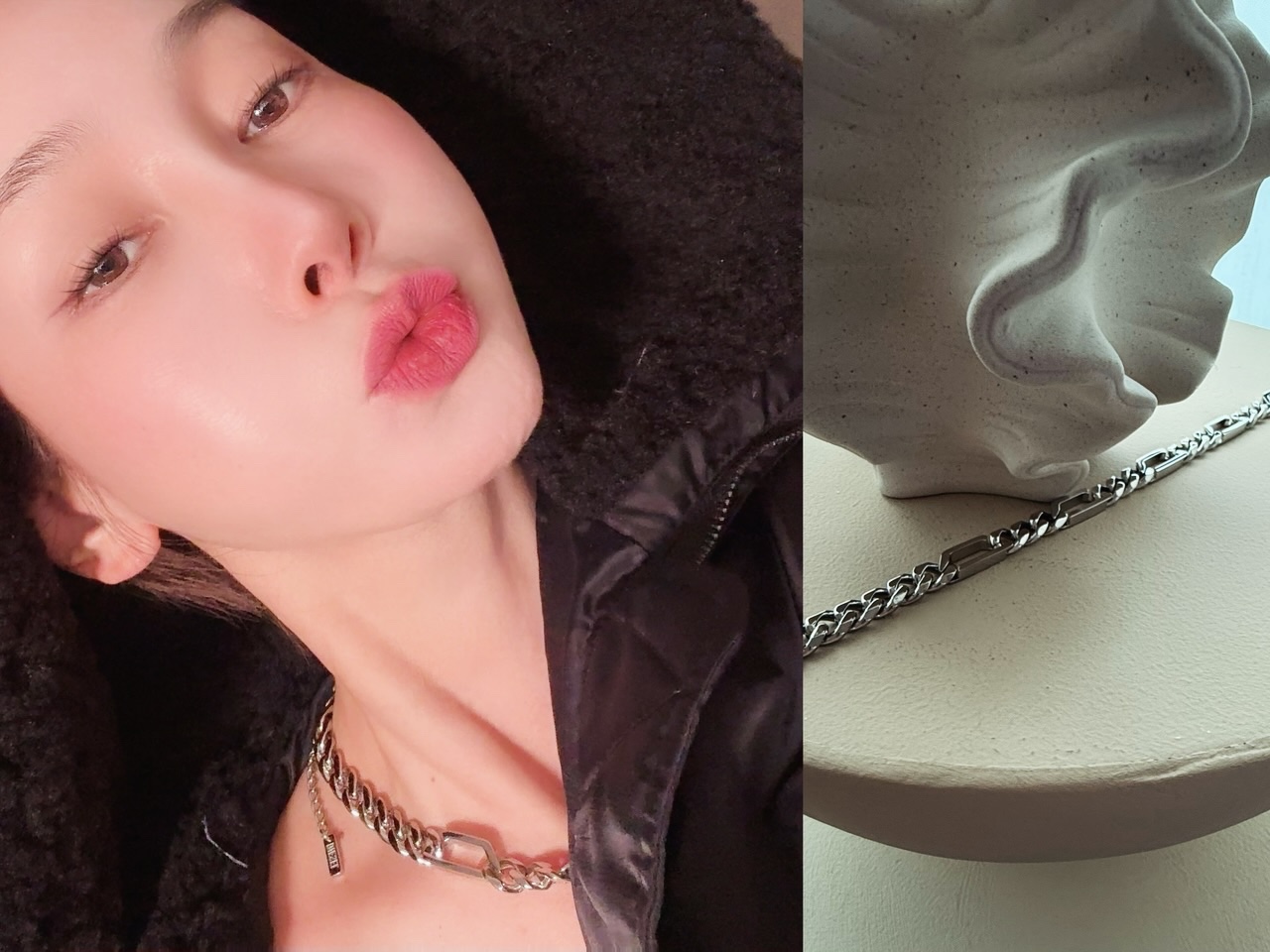 Diesel Dx1626040 Stainless Steel Chain Necklace Silver 착용 스타일