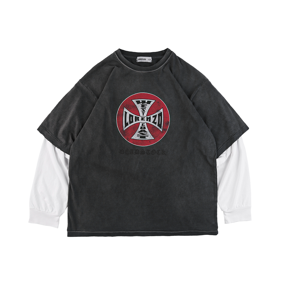 에이펙스디자인 데미지 블리치드 롱슬리브-빈티지 블랙(ApexDesign Damage Bleached L/S-Vintage Black)
