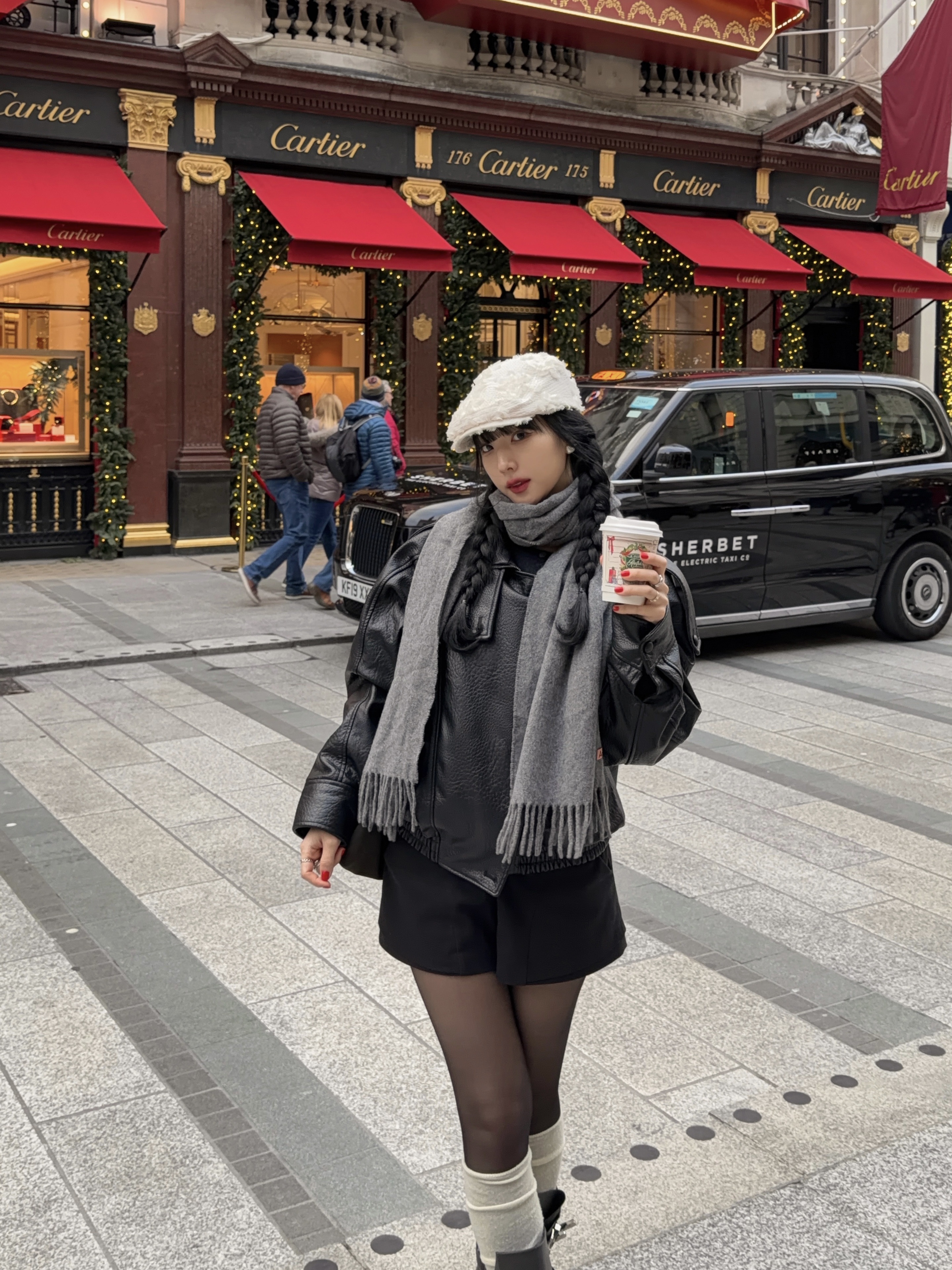 Acne Studios Wool Fringe Muffler Grey Melange, Zara Faux Leather Jacket Black 착용 스타일 - 2