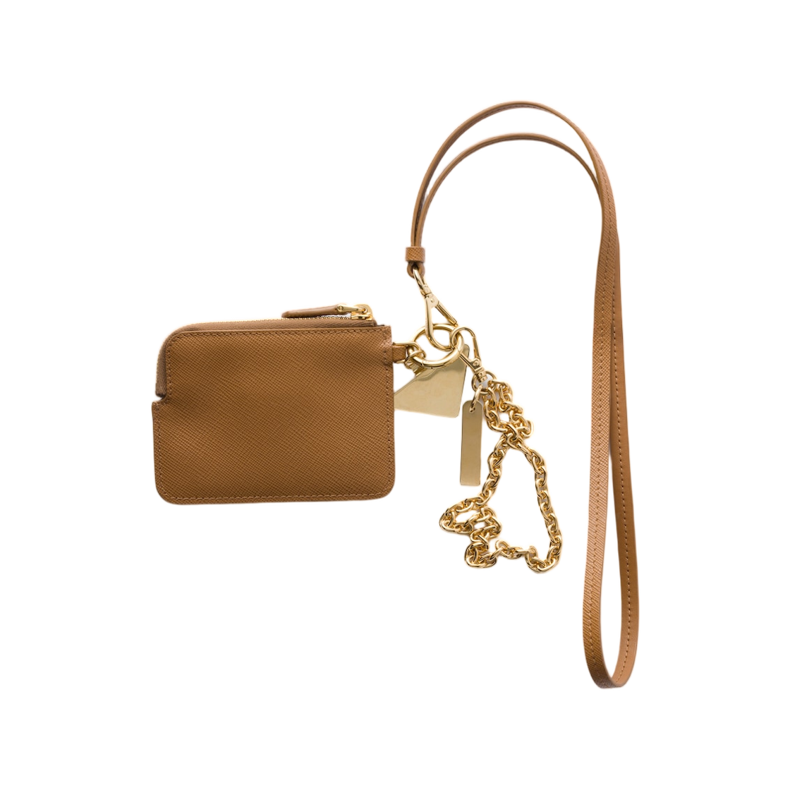 프라다 사피아노 레더 카드 홀더 숄더 스트랩 카라멜(Prada Saffiano Leather Card Holder with Shoulder Strap Caramel) - 2
