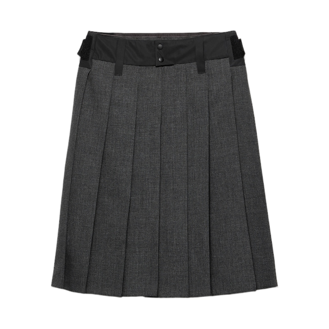 P184Z-18V5-F0480 (W) Prada Pleated Hopsack and Technical Fabric Skirt Slate Gray