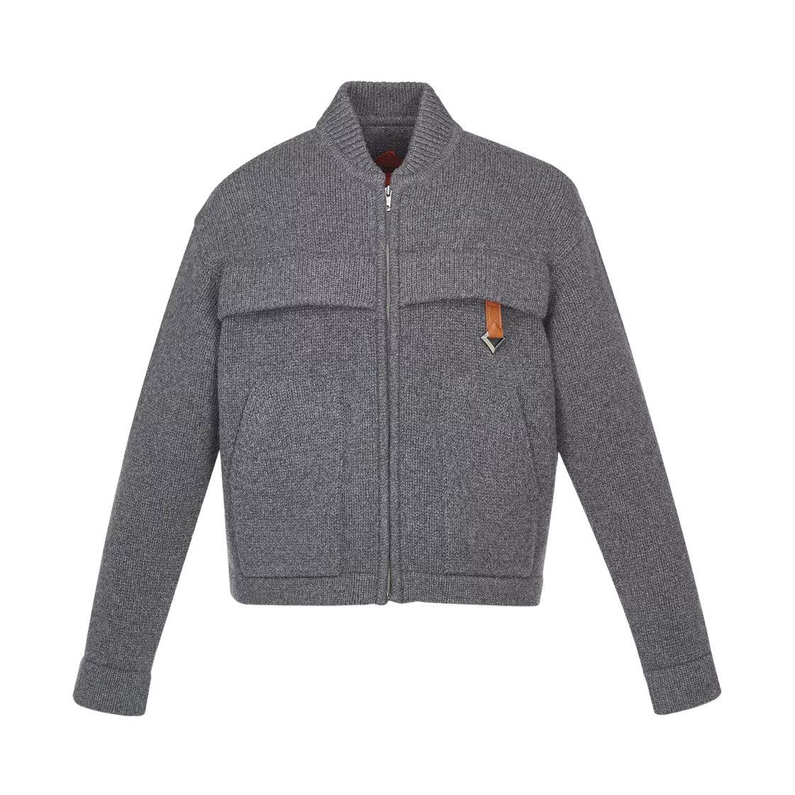 MHDEAMM01ED00M MCM Wool Cashmere Zipper Cardigan Dark Grey