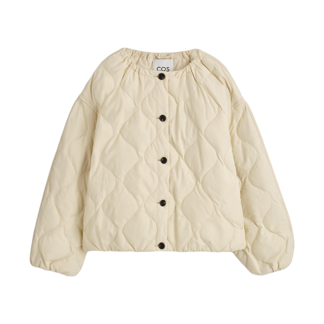 1323837002 (W) COS Gathered Quilted Down Jacket Ecru