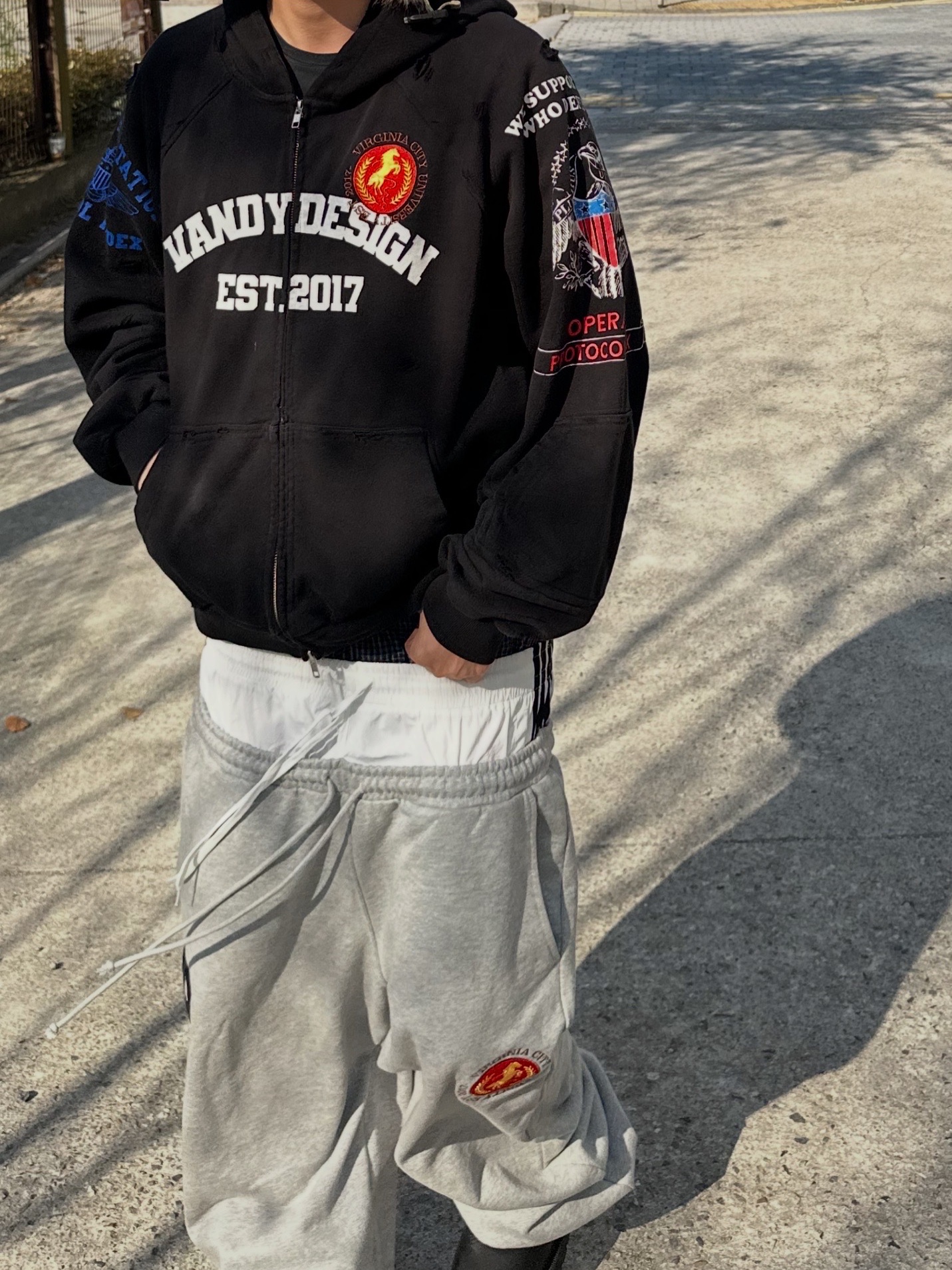 Protocol Index x Vandy The Pink Retro Baggy Denim Pants Indigo Blue, Protocol Index Camo Trooper Cap Camo 착용 스타일 - 3