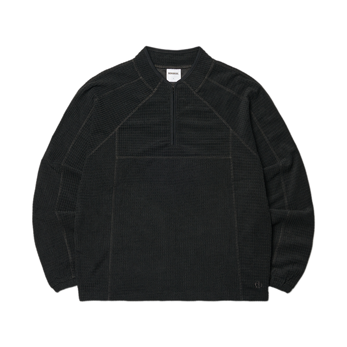 NMWF52LS09BLK NOMANUAL Heavy Waffle Half Zip-Up Black