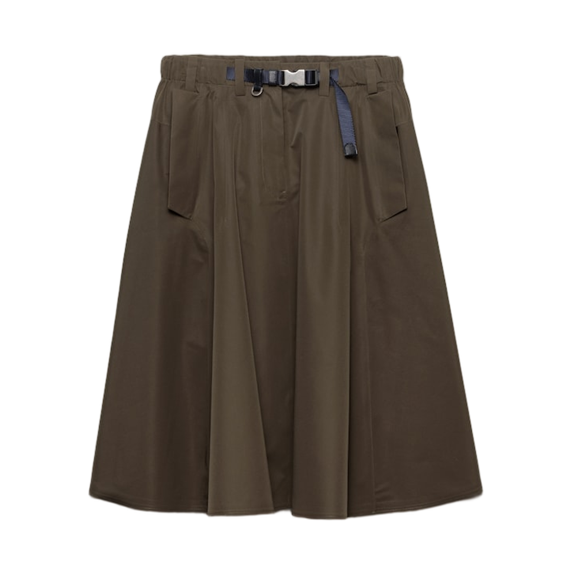 21H025-18UU-F0334 (W) Prada Technical Fabric Circle Skirt Camouflage Green