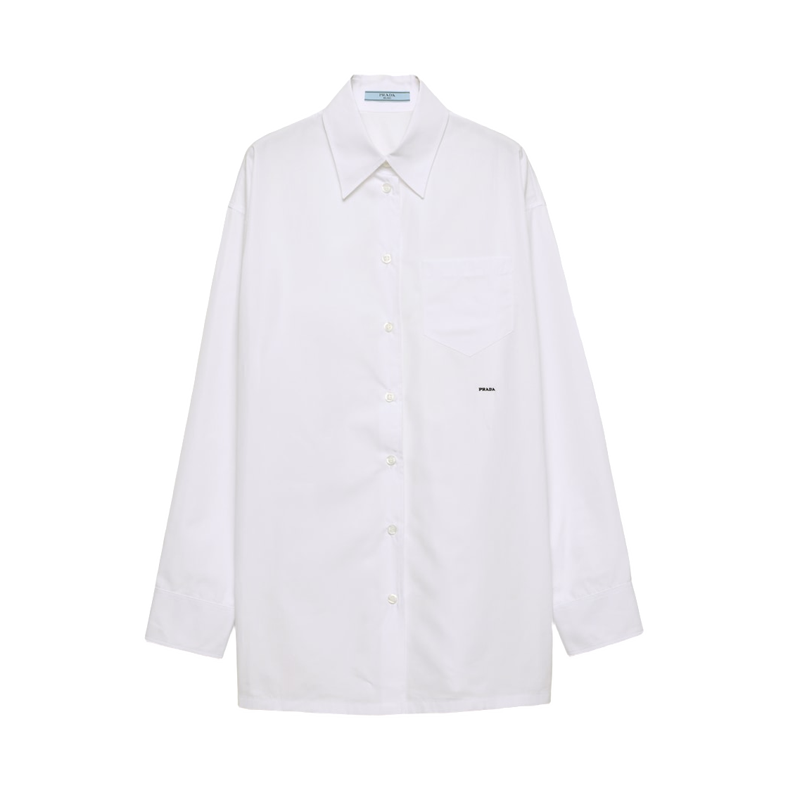 P418GR-1XV2-F0009 (W) Prada Poplin Shirt White