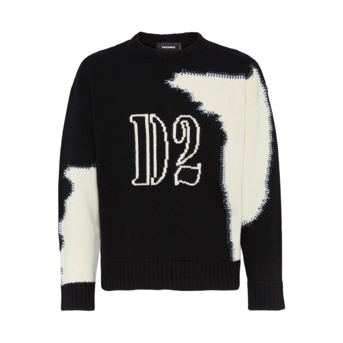 디스퀘어드2 페이크 스티치 D2 니트 스웨터 블랙(Dsquared2 Fake Stitch D2 Knit Sweater Black)