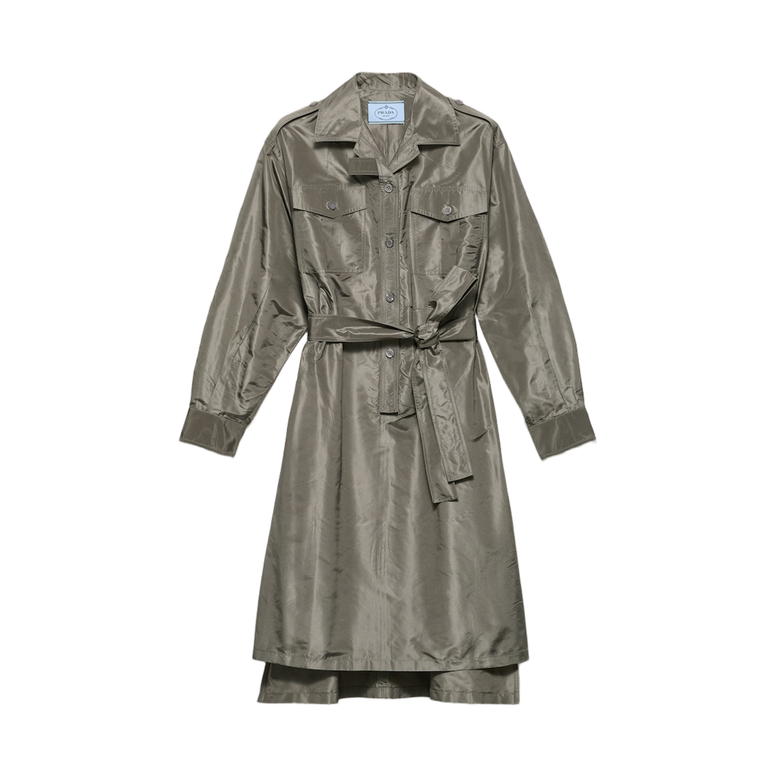 P3R27H-120M-F0334 (W) Prada Taffeta Dress Camouflage Green