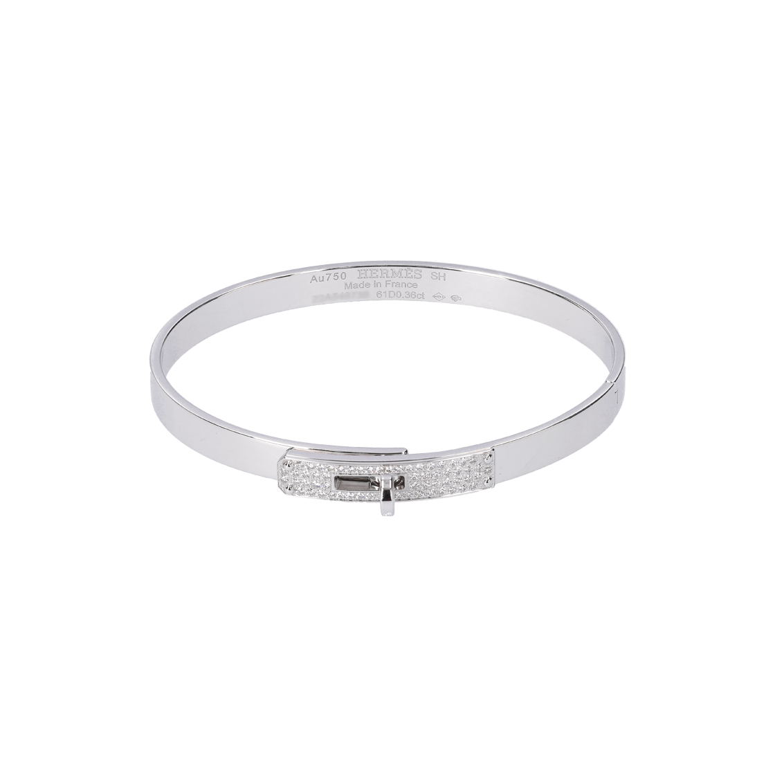 IT248UV3VJU6 Hermes Kelly Bracelet in 18K White Gold with Diamonds