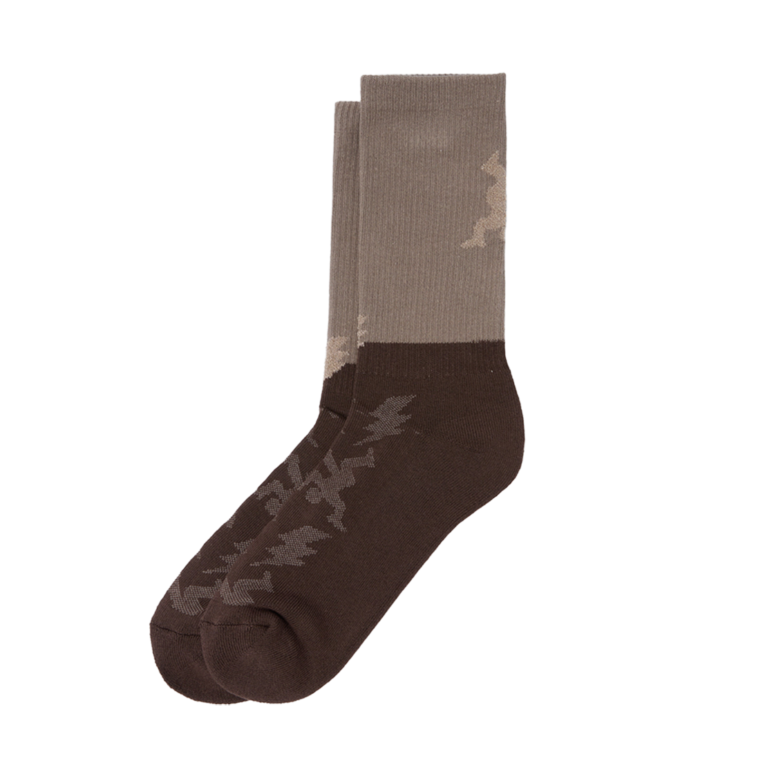 커스텀멜로우 그래픽 블록 삜스 브라운(Customellow Graphic Block Socks Brown)