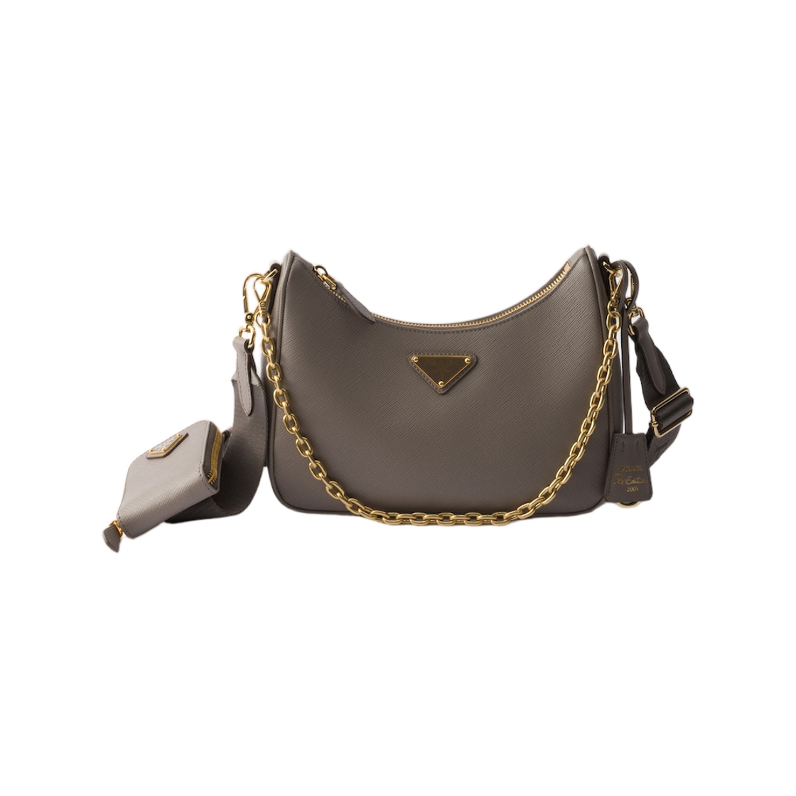 1BH204-NZV-F0JDS Prada Re-Edition 2005 Saffiano Leather Bag Clay Grey