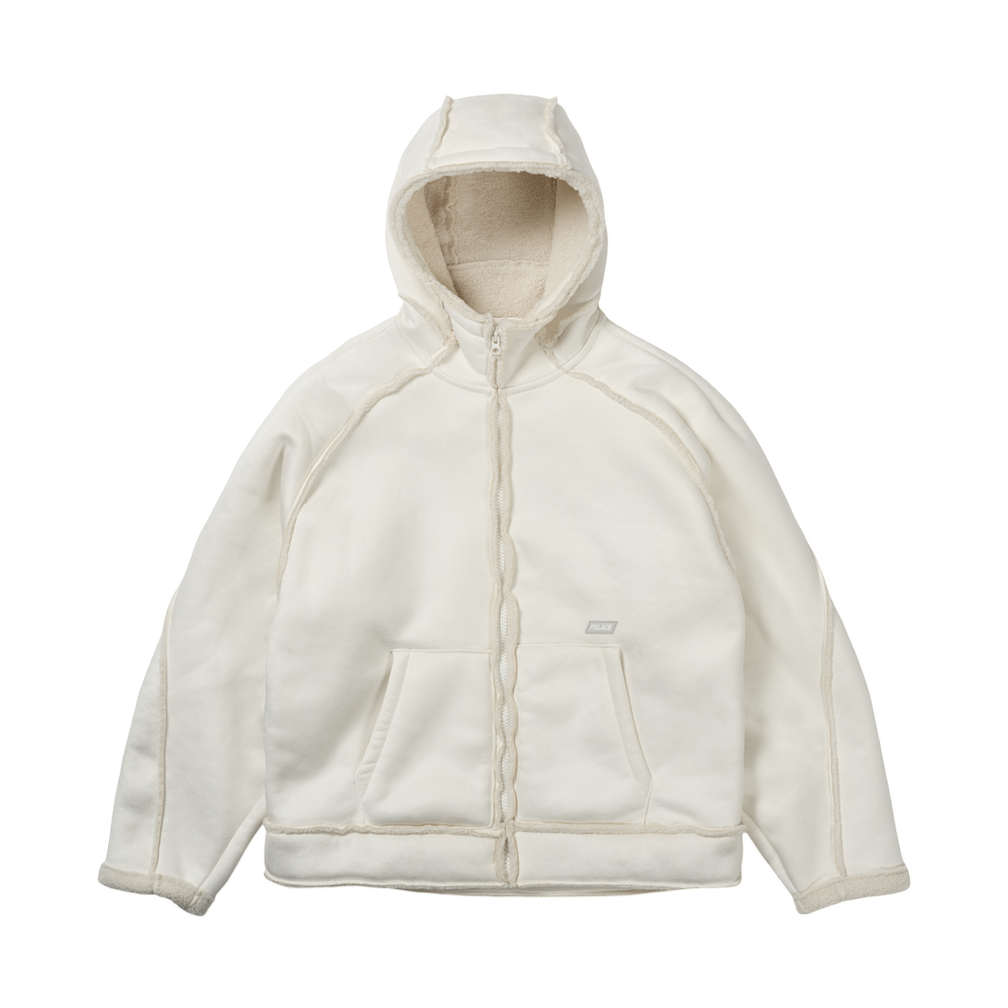 - Palace Sherpa Faux Suede Hooded Jacket White - 25FW