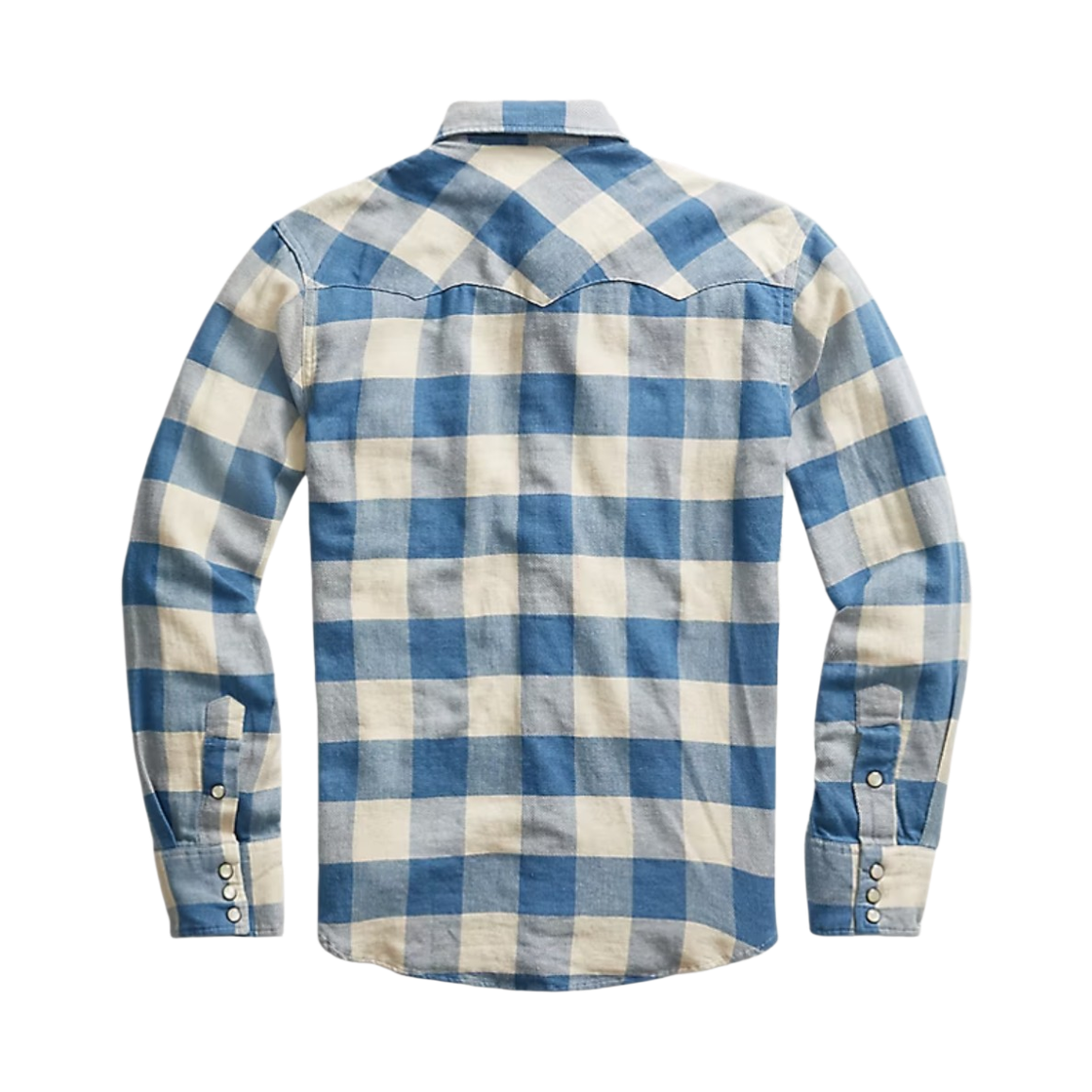 더블알엘 슬림핏 플래드 트윌 웨스턴 셔츠 인디고 크림(Double RL Slim Fit Plaid Twill Western Shirt Indigo Cream) - 2