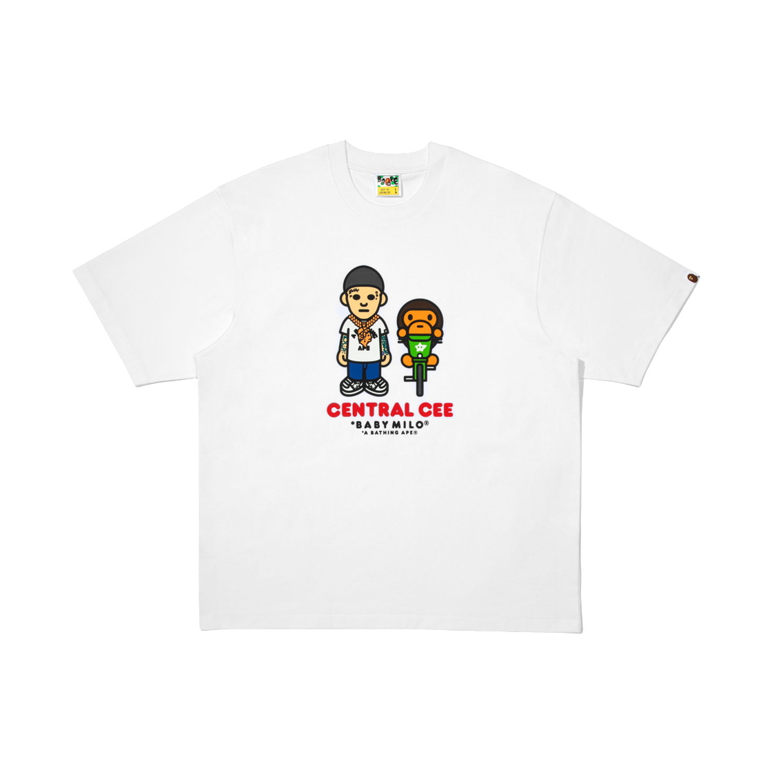 베이프 x 스포티파이 x 시나 월드 바이 센트럴 씨 베이비 마일로 릴렉스드 핏 티셔츠 화이트(BAPE x Spotify x SYNA World By Central Cee Baby Milo Relaxed Fit T-Shirt White)