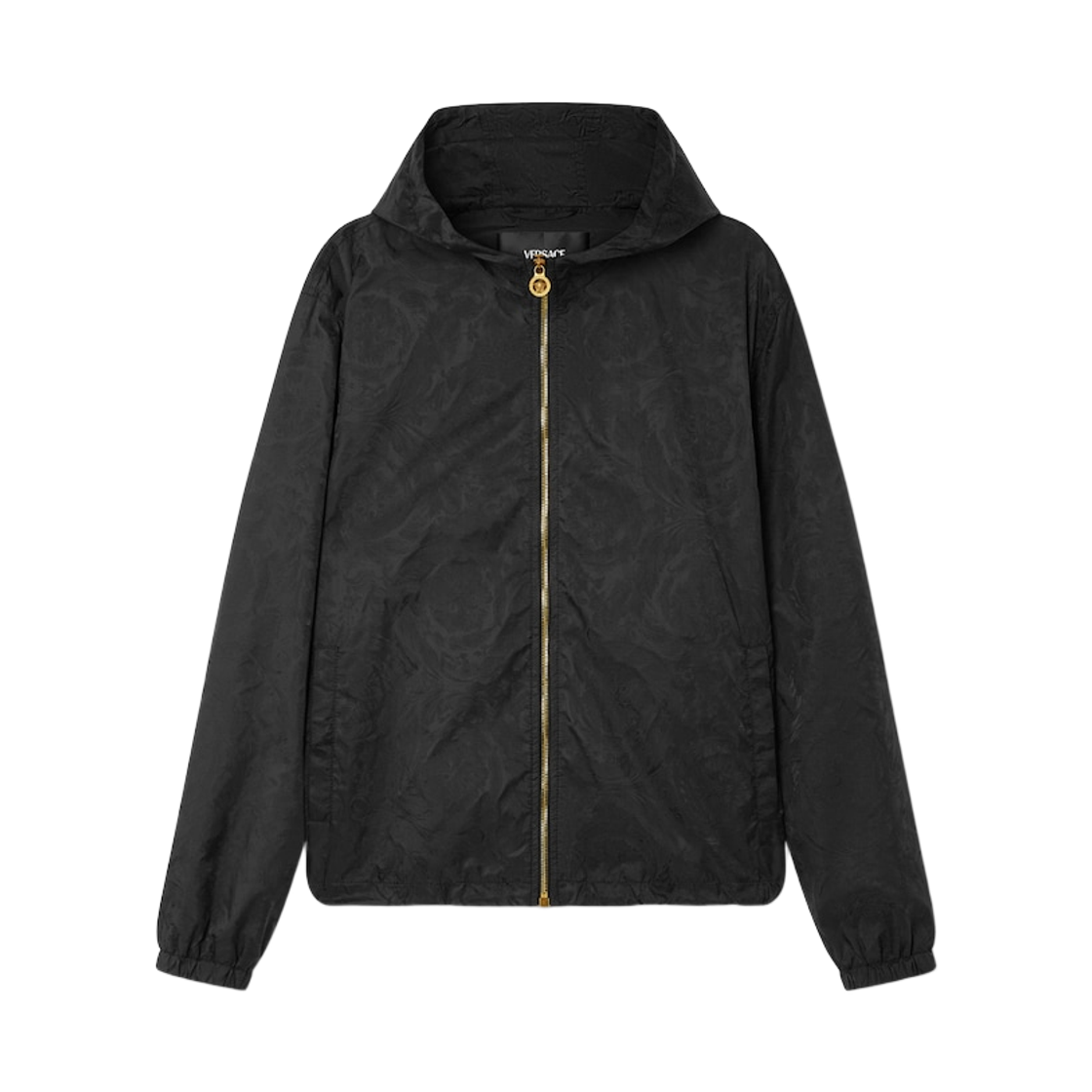 1019895-1A15005-1B000 Versace Barocco Jacquard Windbreaker Jacket Black